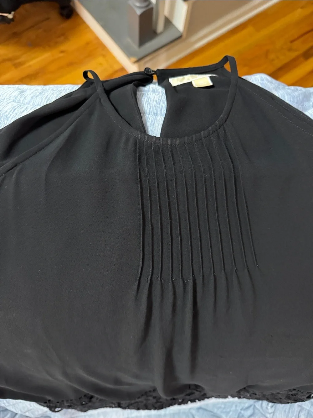Michael Kors Black Pleated Halter Tank Top